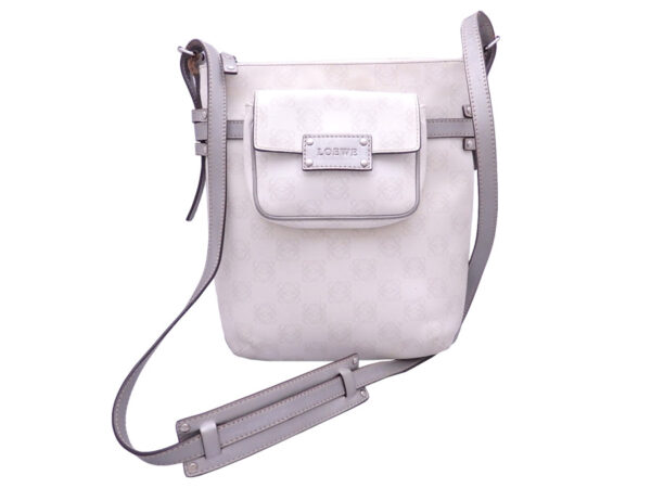 e47245a Loewe Anagram Leather Shoulder Bag White Gray