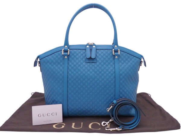 e47248 Gucci Micro Guccisima 2Way Handbag Leather Turquoise