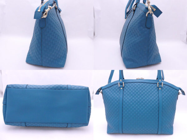 e47248 1 Gucci Micro Guccisima 2Way Handbag Leather Turquoise