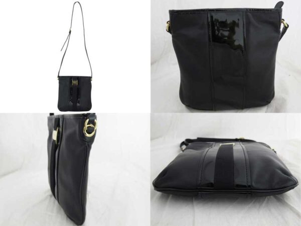 e47295a 1 Salvatore Ferragamo Vara Patent Leather Crossbody Bag Black