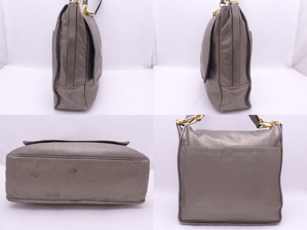 e47341 1 Loewe Anagram Leather Handbag Shoulder Bag Metallic Gray