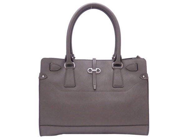 e47447a Salvatore Ferragamo Gancini Leather Handbag Metallic Gray