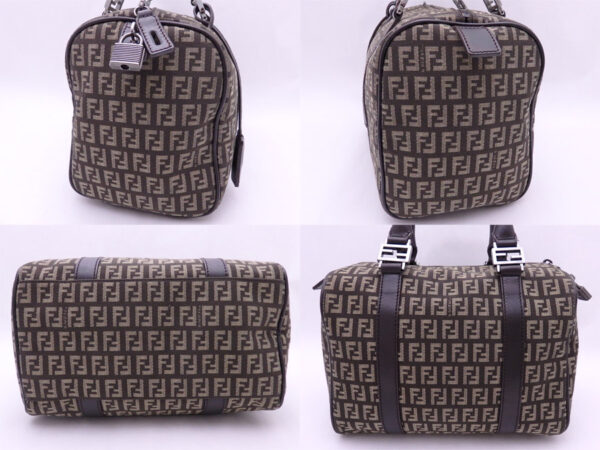 e47456 1 Fendi Zucchino Handbag Canvas Leather Brown