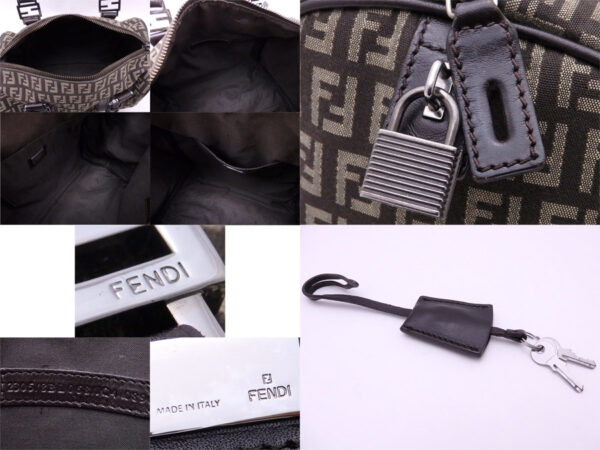 e47456 2 Fendi Zucchino Handbag Canvas Leather Brown