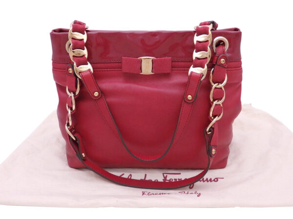 e47457a Salvatore Ferragamo Rose Patent Leather Shoulder Bag Red