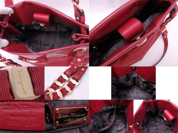 e47457a 2 Salvatore Ferragamo Rose Patent Leather Shoulder Bag Red