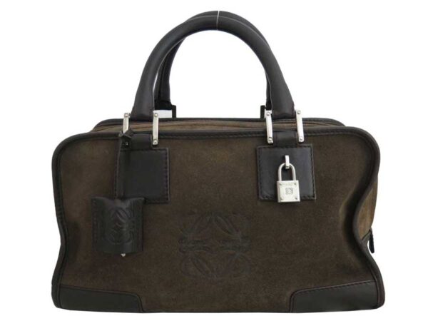 e47504a Loewe Anagram Suede Leather Handbag Brown