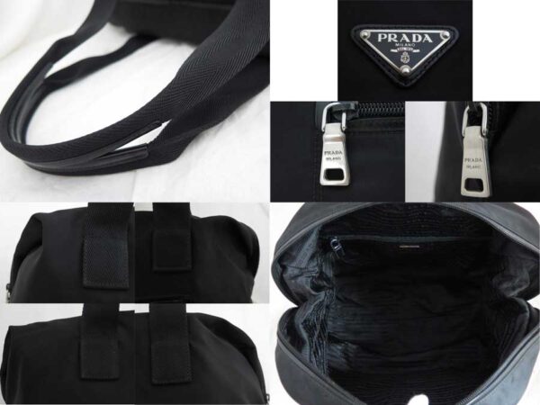 e47596a 2 Prada Shoulder Bag Nylon Leather Black