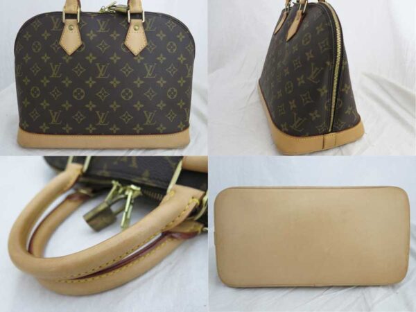 e47703a 1 Louis Vuitton Alma Monogram Canvas Handbag Brown