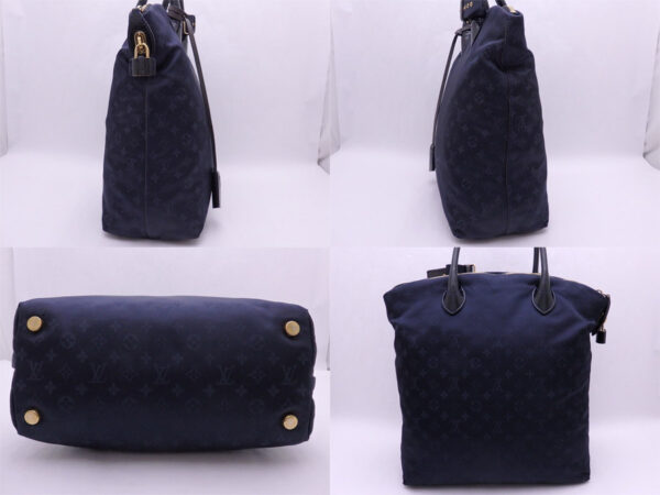 e47743a 1 Louis Vuitton Lockit MM Monogram De Jour Canvas Patent Leather Handbag Blue Blue