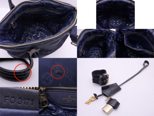 e47743a 2 Louis Vuitton Lockit MM Monogram De Jour Canvas Patent Leather Handbag Blue Blue