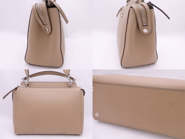 e47748a 1 Fendi 2Way Dot Com Bag Leather Beige Brown