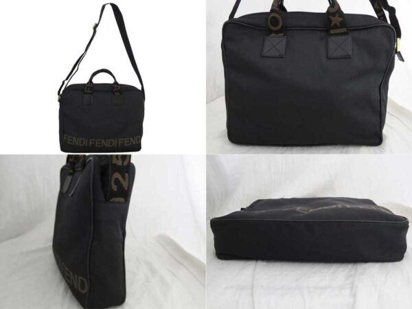 e47803f 1 Fendi 2Way Bag Nylon Leather Black Brown