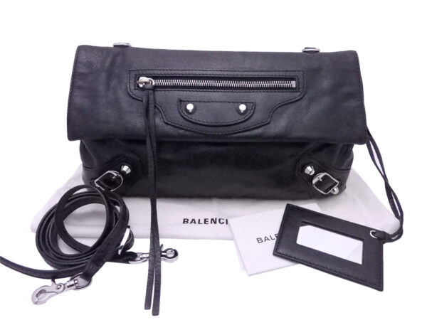 e47847f Balenciaga Classic Envelope Leather Clutch Bag Black