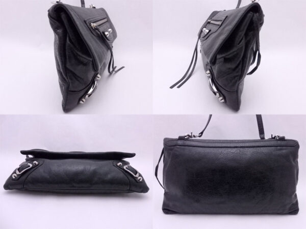 e47847f 1 Balenciaga Classic Envelope Leather Clutch Bag Black