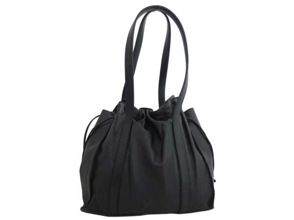 e47891a Loewe Anagram Leather Shoulder Tote Bag Black