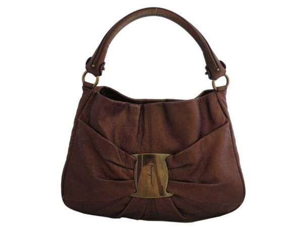 e47893a Salvatore Ferragamo Vara Leather Shoulder Bag Bronze