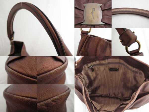 e47893a 2 Salvatore Ferragamo Vara Leather Shoulder Bag Bronze