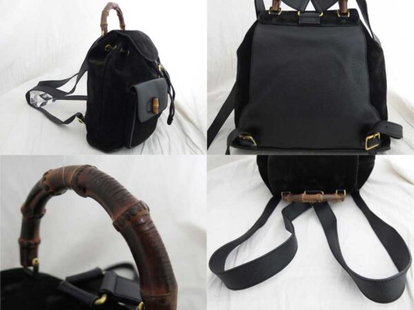 e47901a 1 Gucci Bamboo Backpack Suede Black