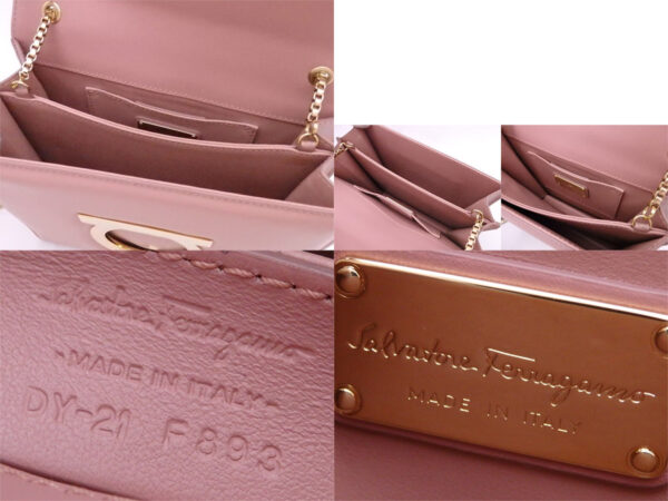 e48150g 2 Salvatore Ferragamo Gancini Leather Crossbody Bag Pink Beige