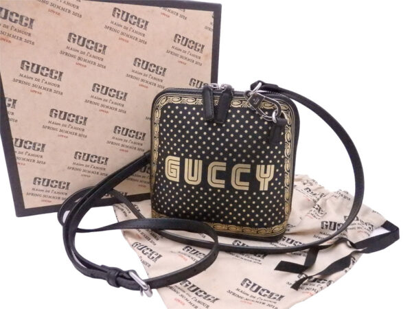 e48246a Gucci GUCCY Shoulder Bag Leather Black