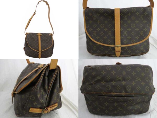 e48302a 1 Louis Vuitton Saumur 35 Monogram Canvas Crossbody Shoulder Bag Brown