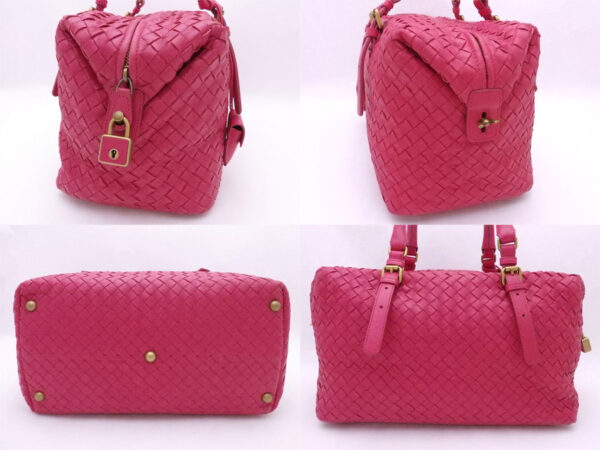 e48346f 1 Bottega Veneta Intrecciato Leather Shoulder Bag Pink Red