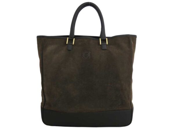 e48396a Loewe Anagram Suede Leather Handbag Tote Bag Brown