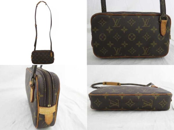 e48400a 1 Louis Vuitton Marly Bandouliere Monogram Canvas Crossbody Shoulder Bag Brown