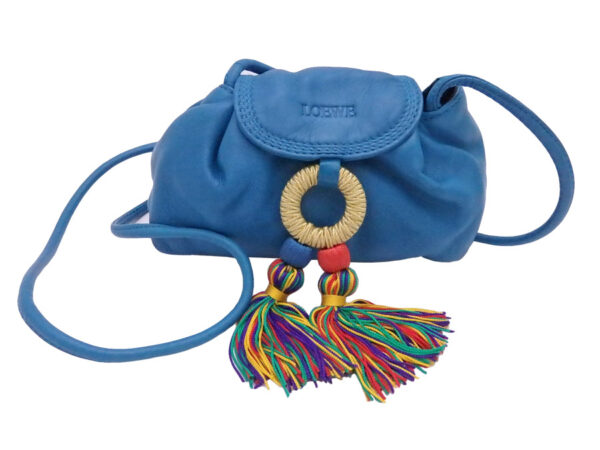 e48545f Loewe Fringe Leather Crossbody Bag Blue Multicolor