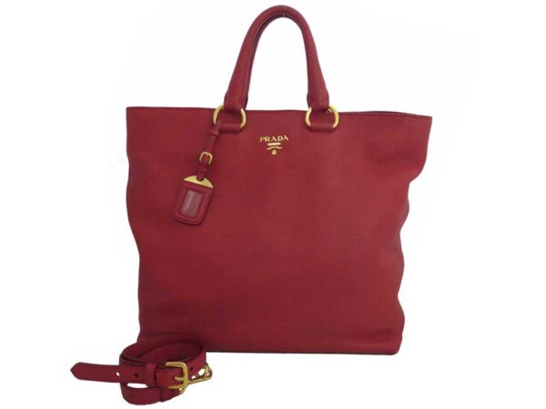 e48593a Prada 2Way Bag Leather Handbag Shoulder Bag Red