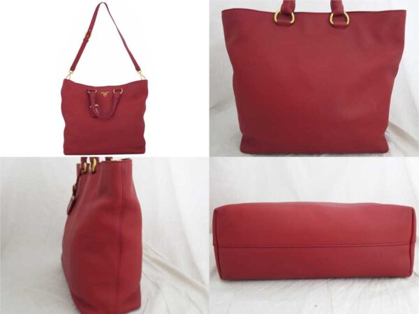 e48593a 1 Prada 2Way Bag Leather Handbag Shoulder Bag Red