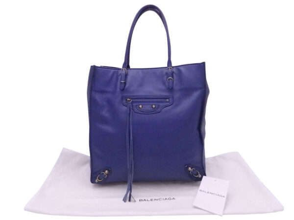 e48642a Balenciaga Paper Leather Tote Bag Blue