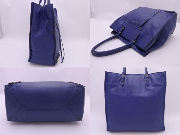 e48642a 1 Balenciaga Paper Leather Tote Bag Blue