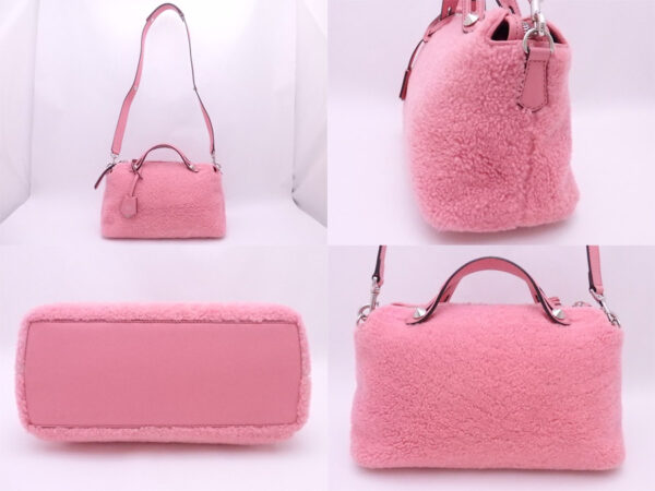 e48646a 1 Fendi 2Way Visor Bag Shearling Fur Leather Pink