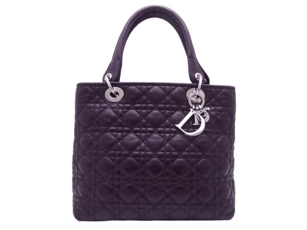 e48652a Christian Dior Lady Dior Handbag Leather Purple