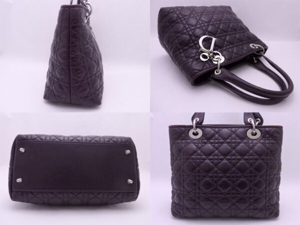 e48652a 1 Christian Dior Lady Dior Handbag Leather Purple