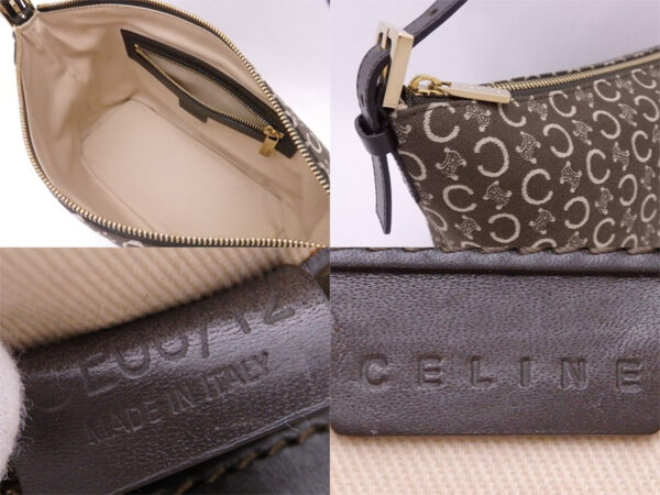 e48653f 2 Celine Shoulder Bag Canvas Leather Brown Beige