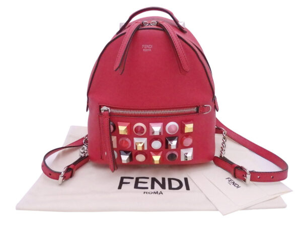 e48757a Fendi Backpack Leather Enamel Red Multicolor