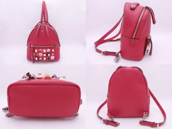 e48757a 1 Fendi Backpack Leather Enamel Red Multicolor