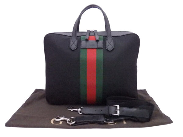 e49046a Gucci Sherry Line 2Way Handbag Canvas Black