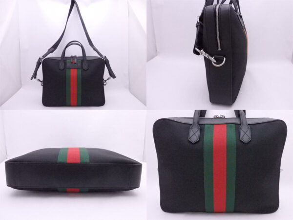 e49046a 1 Gucci Sherry Line 2Way Handbag Canvas Black