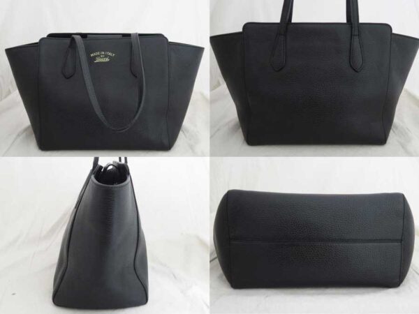 e49205f 1 Gucci Swing Tote Bag Leather Black