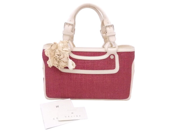 e49255f Celine Boogie Bag Straw Leather Red Beige