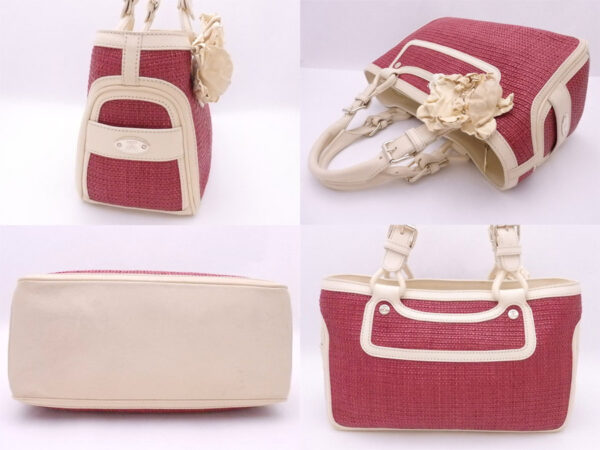 e49255f 1 Celine Boogie Bag Straw Leather Red Beige