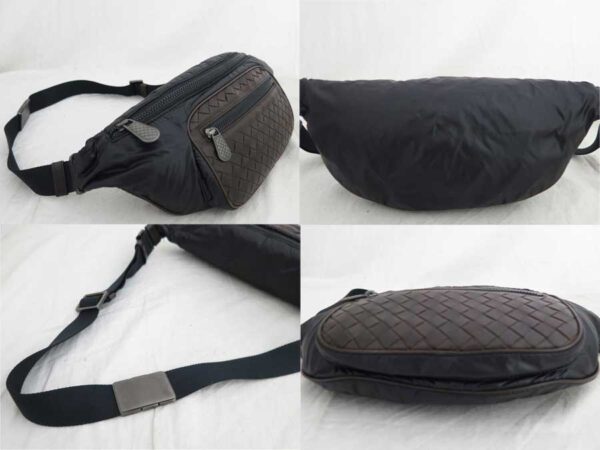 e49301f 1 Bottega Veneta Intrecciato Nylon Waist Body Bag Black