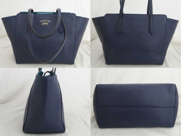 e49400a 1 Gucci Swing Tote Bag Leather Navy