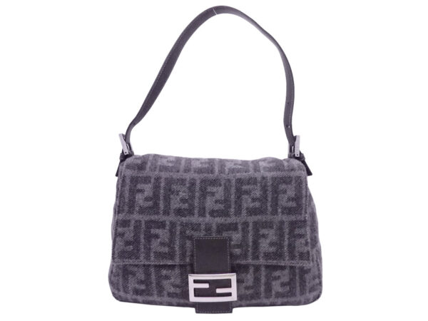 e49554f Fendi Mamma Bucket Shoulder Bag Zucca Wool Leather Gray Gray