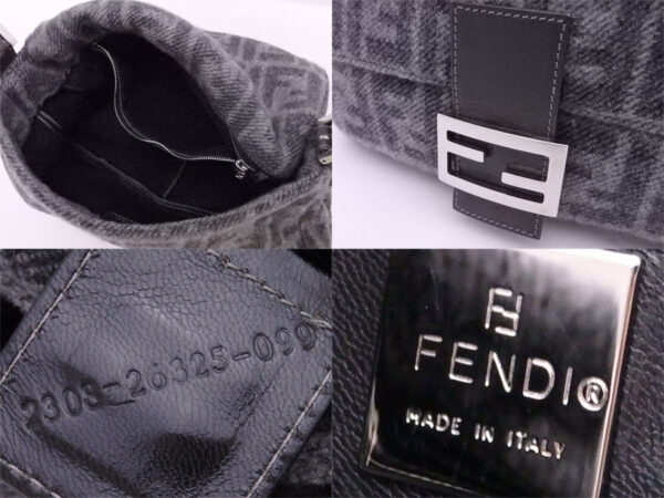 e49554f 2 Fendi Mamma Bucket Shoulder Bag Zucca Wool Leather Gray Gray