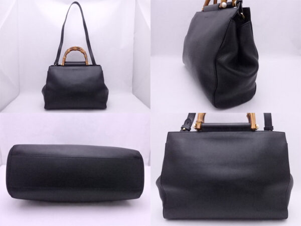 e49647a 1 Gucci Bamboo 2Way Bag Leather Black